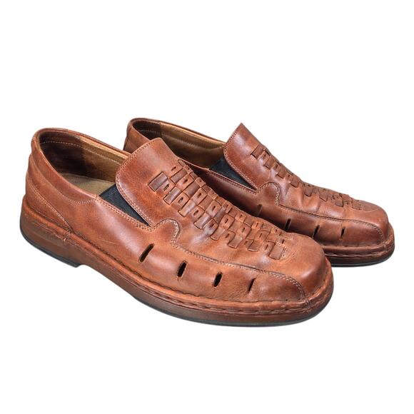 JOSEF SEIBEL Mens Fisherman Loafer Size 10US 43 EU Brown Leather‎ Slip On Shoes - Picture 1 of 14